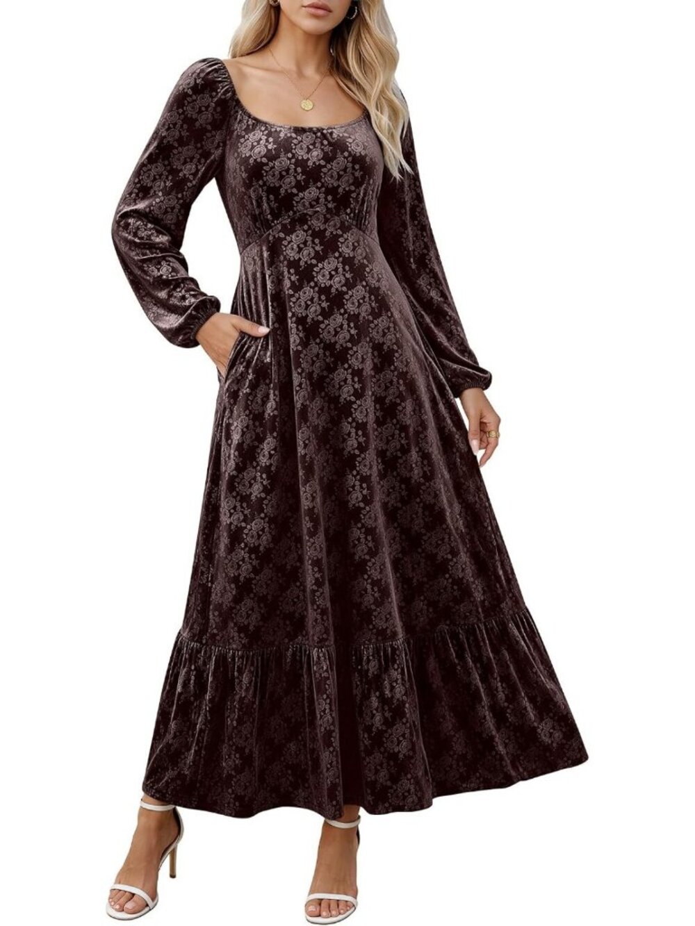 Elegant Long Sleeve Velvet Maxi Dress for Women - Perfect for Fall Events